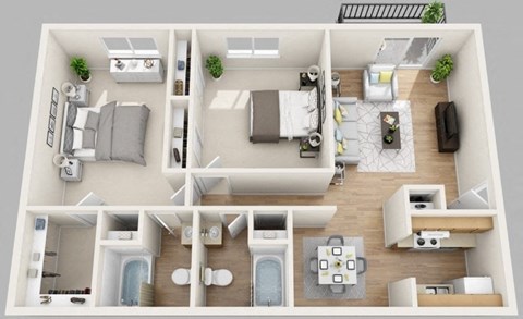 The Bayside 2 BR 2 BA Floor Plan at Waterview at Rocky Point in Tampa, FL
